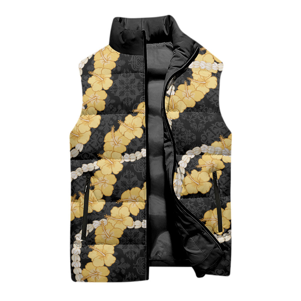 Aloha Melemele Hibiscus Pikake Lei Sleeveless Puffer Jacket Hawaiian Quilt Pattern