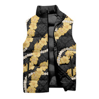 Aloha Melemele Hibiscus Pikake Lei Sleeveless Puffer Jacket Hawaiian Quilt Pattern