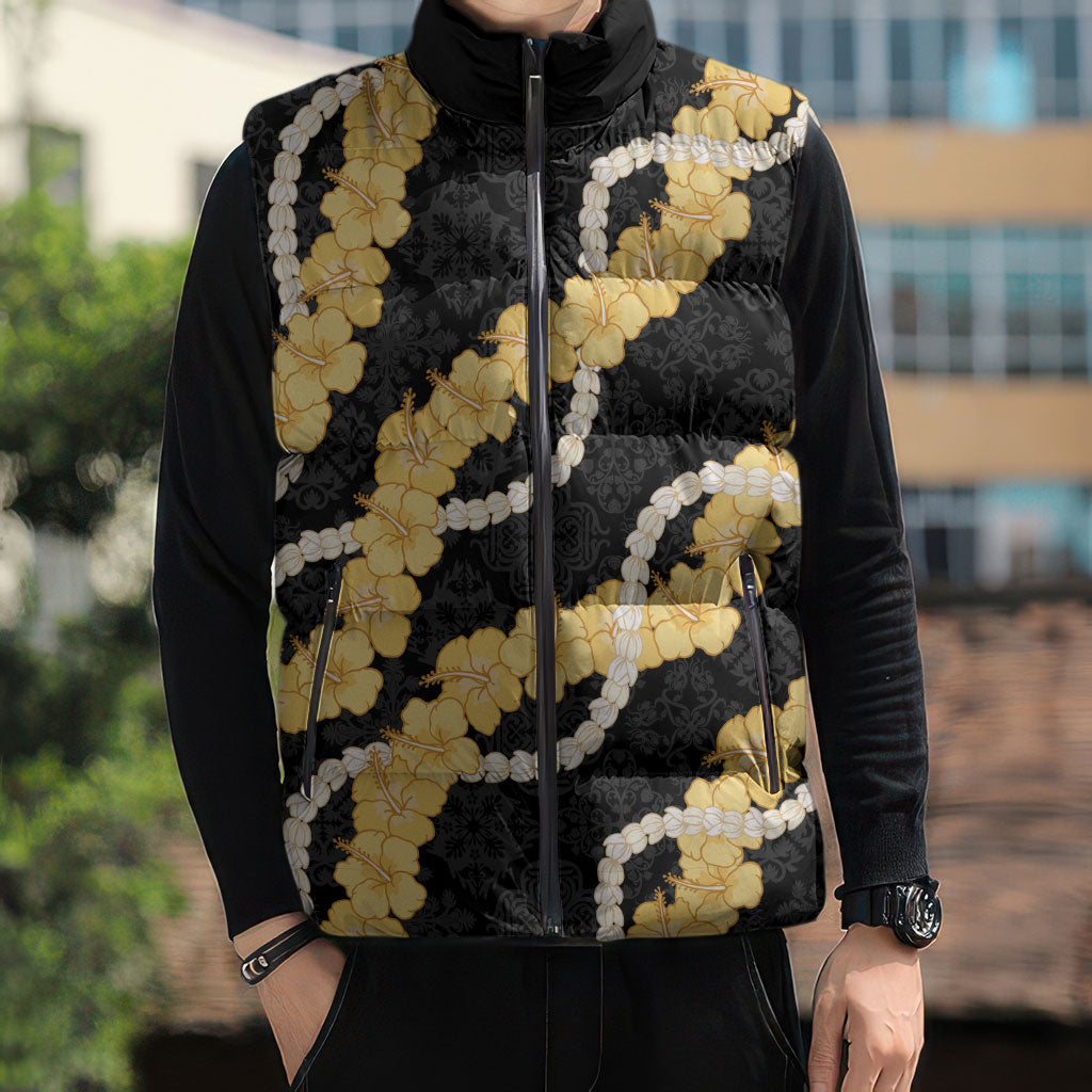 Aloha Melemele Hibiscus Pikake Lei Sleeveless Puffer Jacket Hawaiian Quilt Pattern