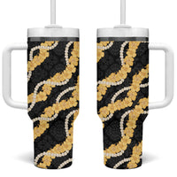 Aloha Melemele Hibiscus Pikake Lei Tumbler With Handle Hawaiian Quilt Pattern