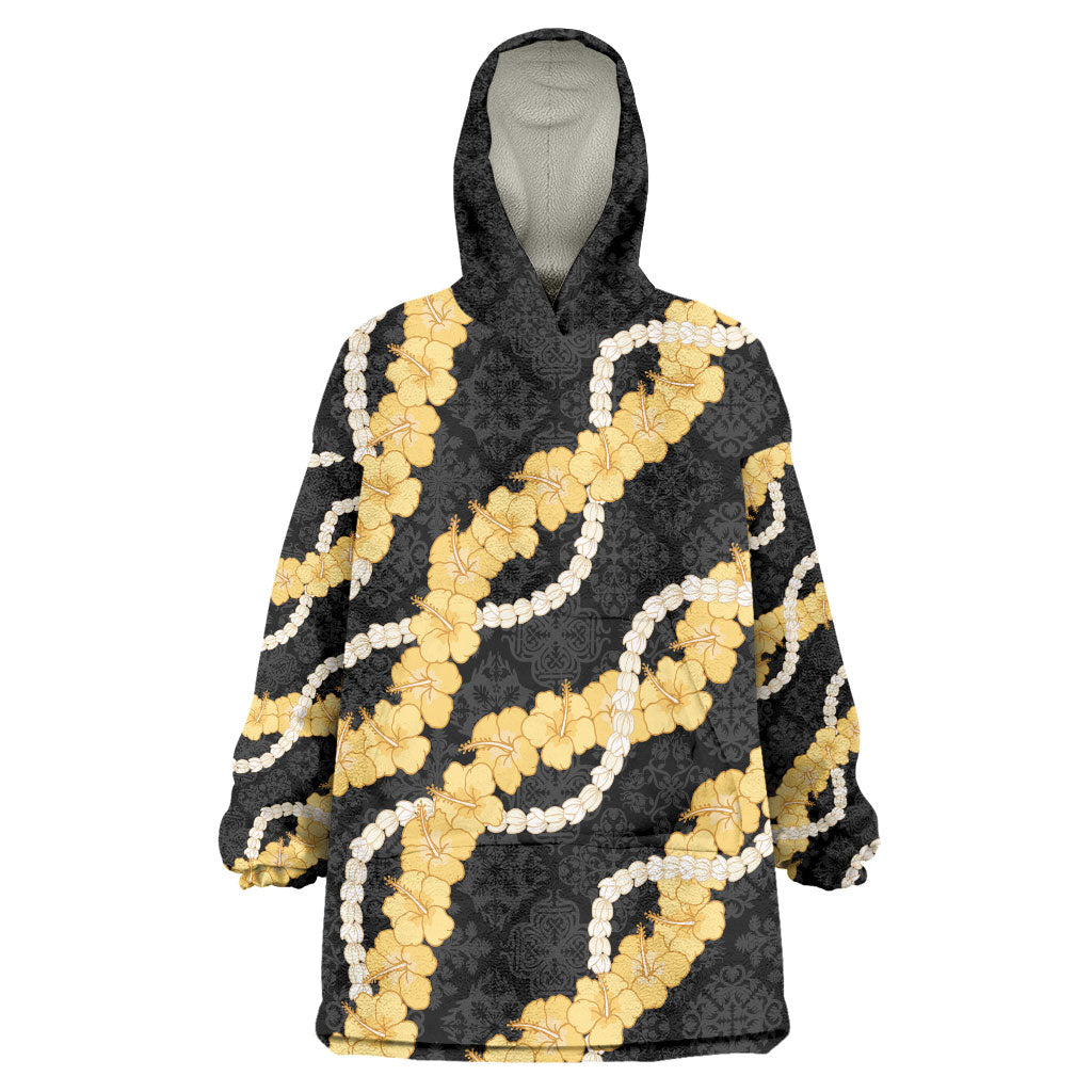 Aloha Melemele Hibiscus Pikake Lei Wearable Blanket Hoodie Hawaiian Quilt Pattern