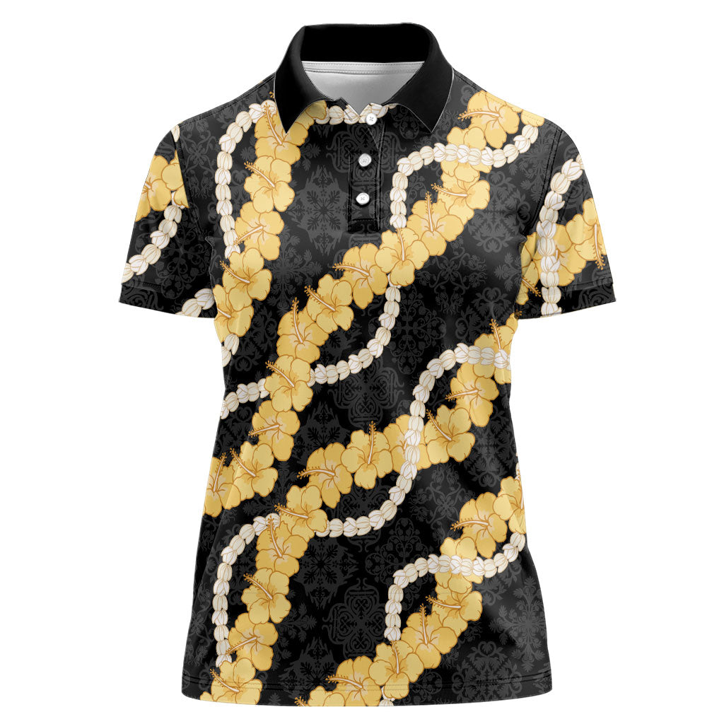 Aloha Melemele Hibiscus Pikake Lei Women Polo Shirt Hawaiian Quilt Pattern
