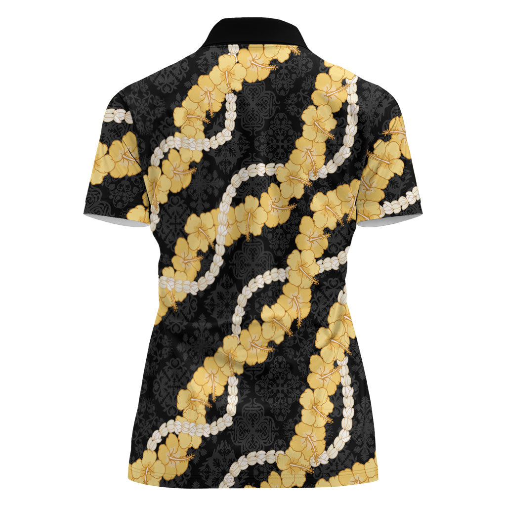 Aloha Melemele Hibiscus Pikake Lei Women Polo Shirt Hawaiian Quilt Pattern