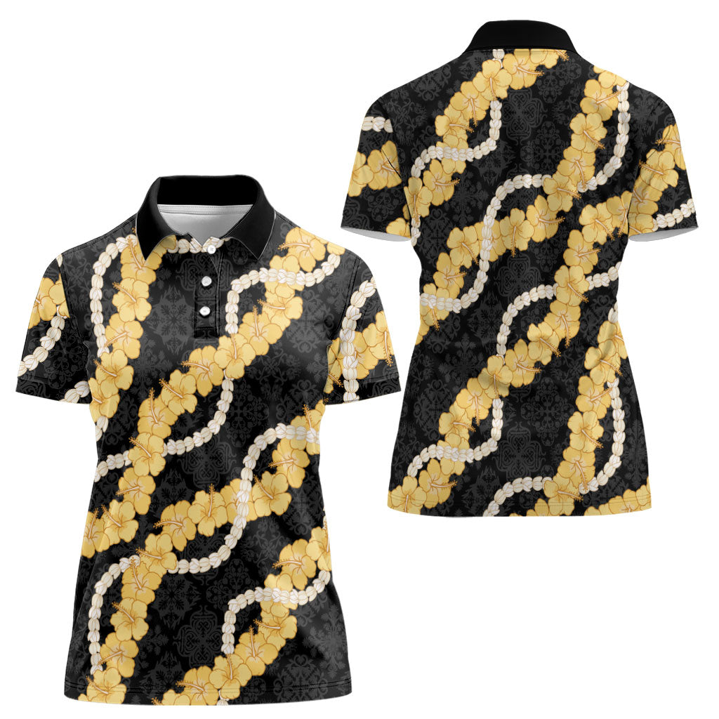 Aloha Melemele Hibiscus Pikake Lei Women Polo Shirt Hawaiian Quilt Pattern