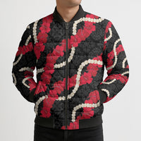 Aloha Ula'ula Hibiscus Pikake Lei Bomber Puffer Jacket Hawaiian Quilt Pattern