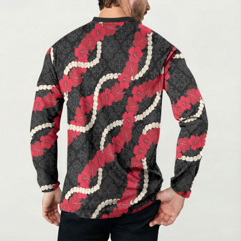 Aloha Ula'ula Hibiscus Pikake Lei Button Sweatshirt Hawaiian Quilt Pattern