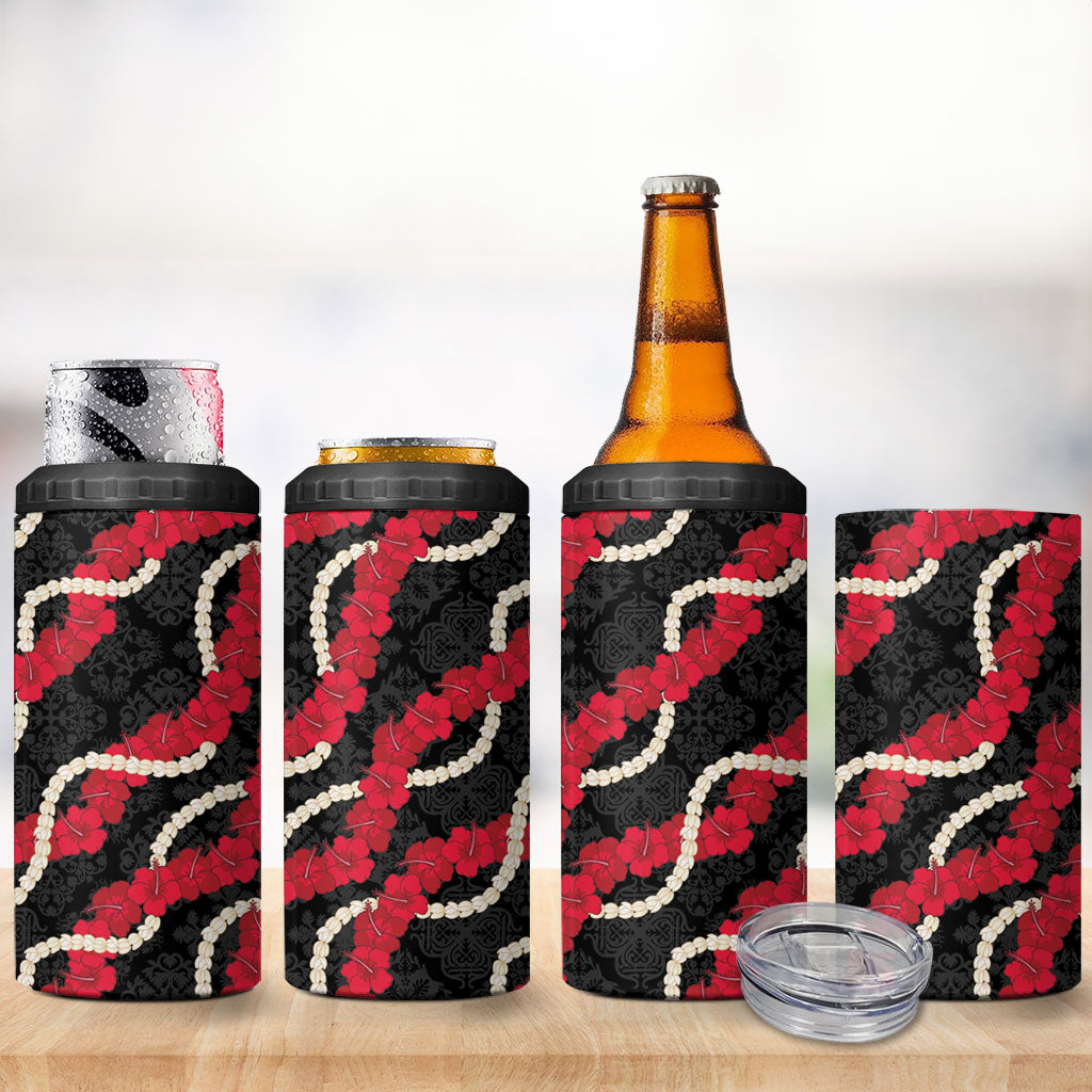 Aloha Ula'ula Hibiscus Pikake Lei 4 in 1 Can Cooler Tumbler Hawaiian Quilt Pattern