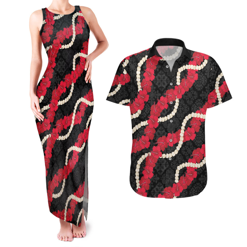 Aloha Ula'ula Hibiscus Pikake Lei Couples Matching Tank Maxi Dress and Hawaiian Shirt Hawaiian Quilt Pattern