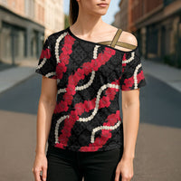 Aloha Ula'ula Hibiscus Pikake Lei Cross Shoulder Shirt Hawaiian Quilt Pattern