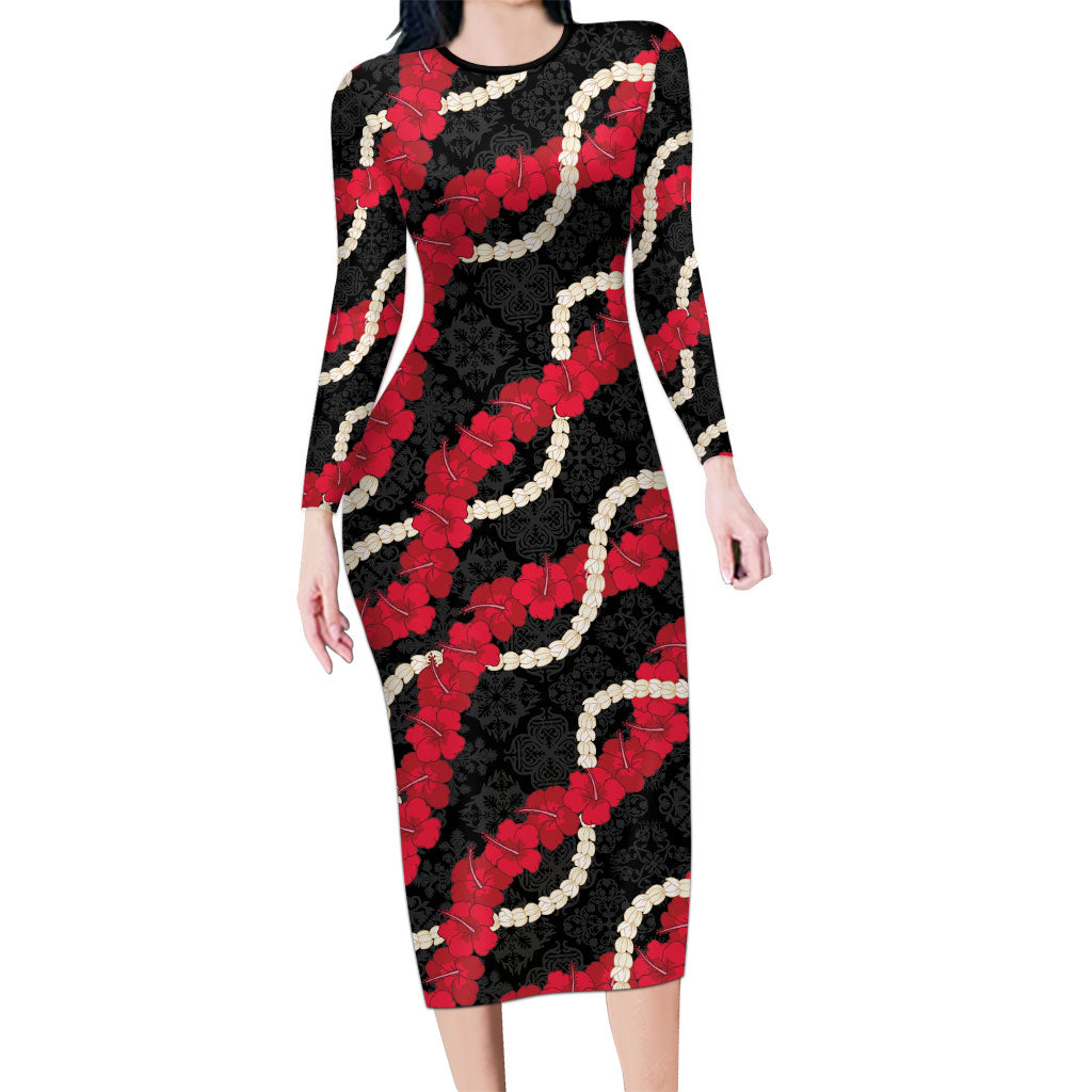 Aloha Ula'ula Hibiscus Pikake Lei Family Matching Long Sleeve Bodycon Dress and Hawaiian Shirt Hawaiian Quilt Pattern