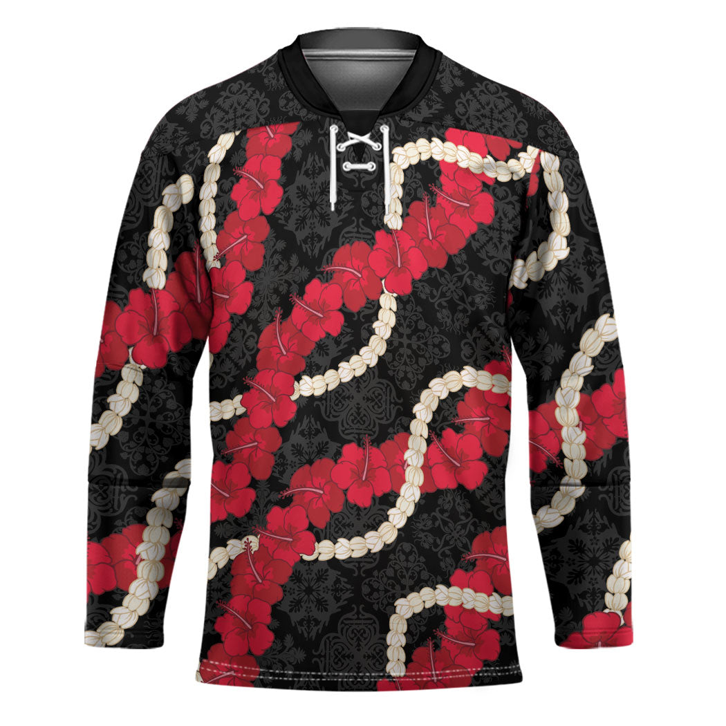 Aloha Ula'ula Hibiscus Pikake Lei Hockey Jersey Hawaiian Quilt Pattern