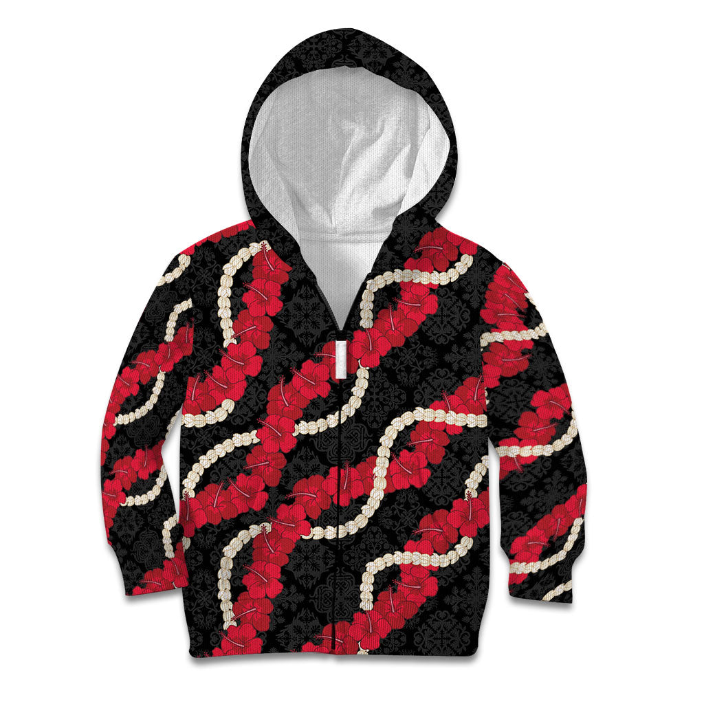 Aloha Ula'ula Hibiscus Pikake Lei Kid Hoodie Hawaiian Quilt Pattern