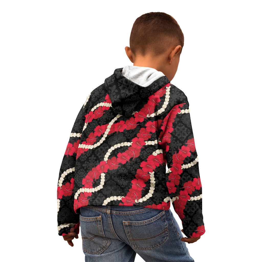 Aloha Ula'ula Hibiscus Pikake Lei Kid Hoodie Hawaiian Quilt Pattern