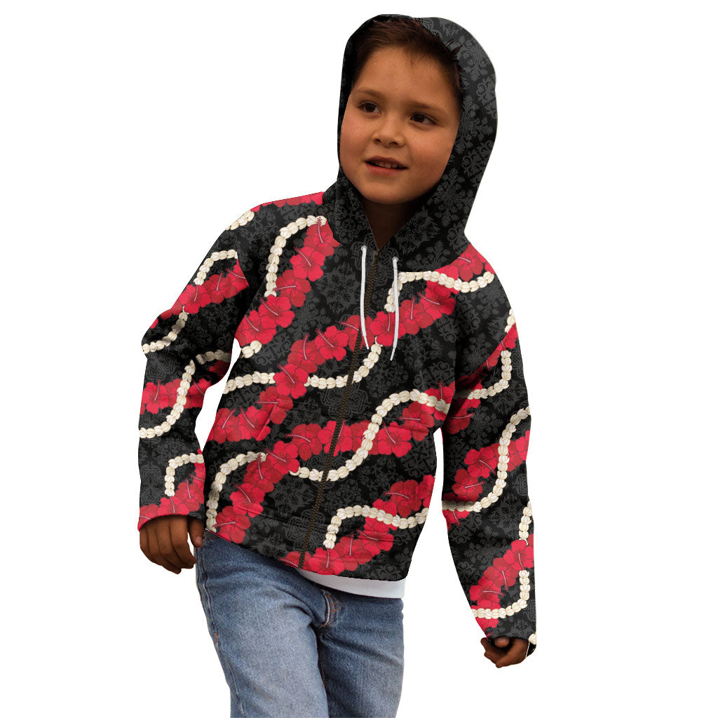 Aloha Ula'ula Hibiscus Pikake Lei Kid Hoodie Hawaiian Quilt Pattern