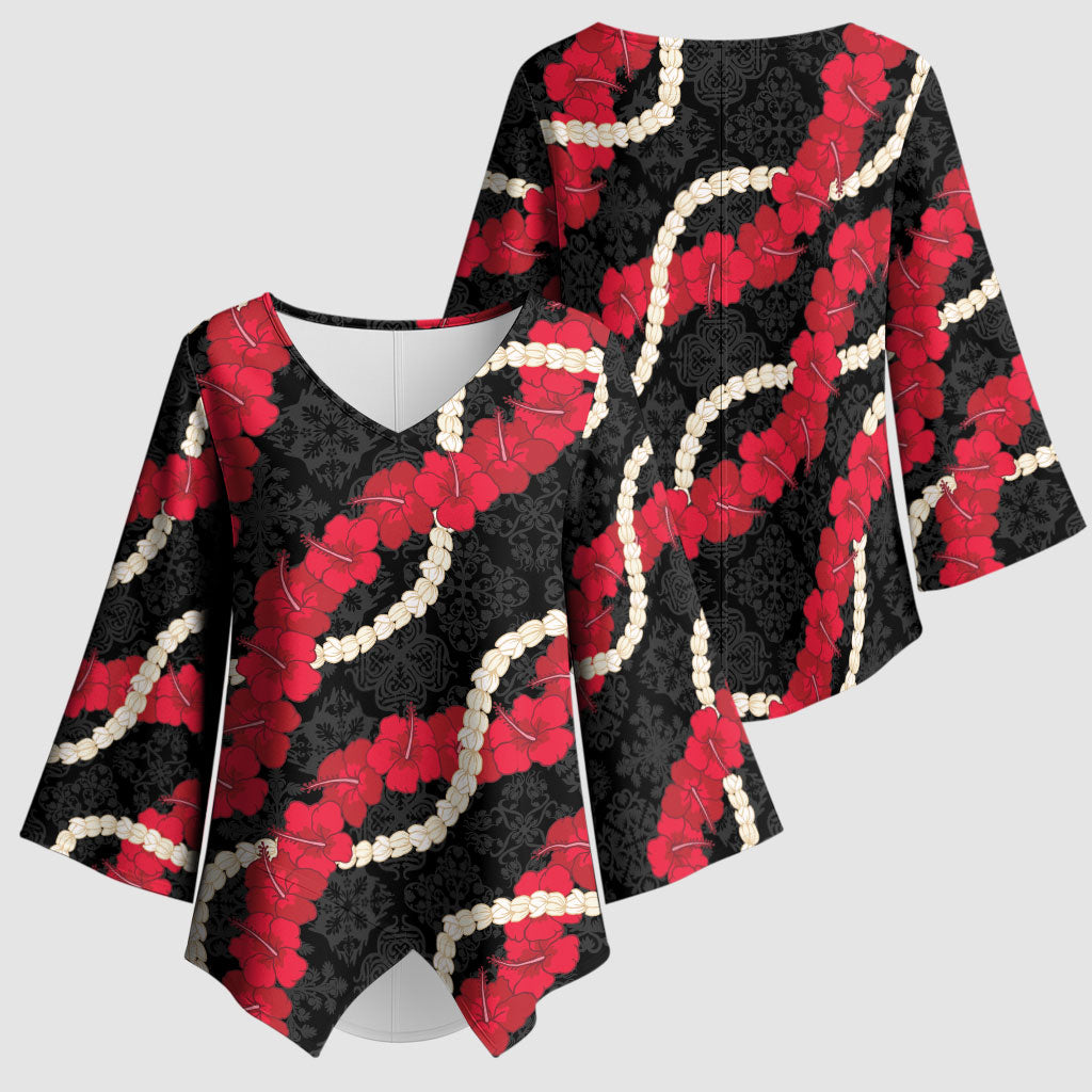 Aloha Ula'ula Hibiscus Pikake Lei Kimono Sleeve Blouse Hawaiian Quilt Pattern