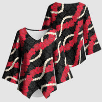 Aloha Ula'ula Hibiscus Pikake Lei Kimono Sleeve Blouse Hawaiian Quilt Pattern