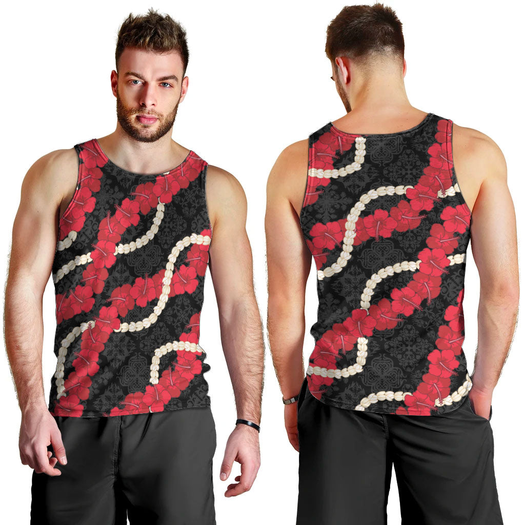 Aloha Ula'ula Hibiscus Pikake Lei Men Tank Top Hawaiian Quilt Pattern