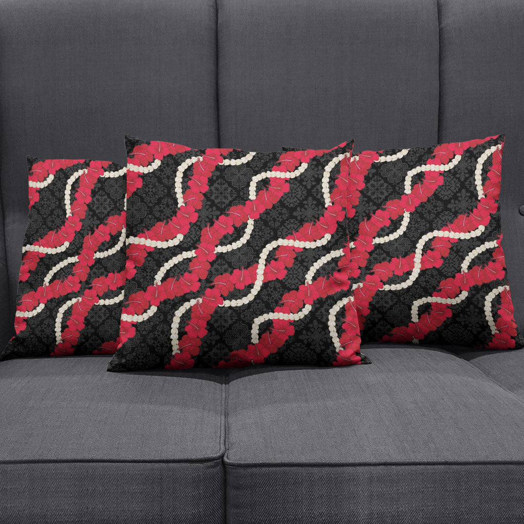 Aloha Ula'ula Hibiscus Pikake Lei Pillow Cover Hawaiian Quilt Pattern