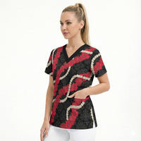 Aloha Ula'ula Hibiscus Pikake Lei Scrub Top Hawaiian Quilt Pattern