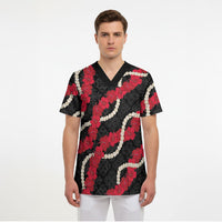 Aloha Ula'ula Hibiscus Pikake Lei Scrub Top Hawaiian Quilt Pattern