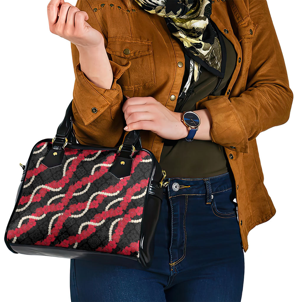 Aloha Ula'ula Hibiscus Pikake Lei Shoulder Handbag Hawaiian Quilt Pattern