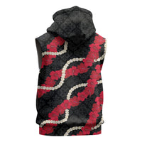 Aloha Ula'ula Hibiscus Pikake Lei Sleeveless Hoodie Hawaiian Quilt Pattern