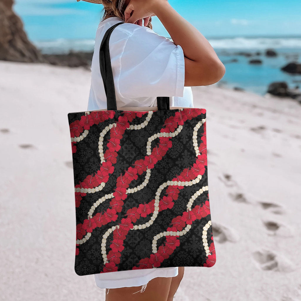 Aloha Ula'ula Hibiscus Pikake Lei Tote Bag Hawaiian Quilt Pattern