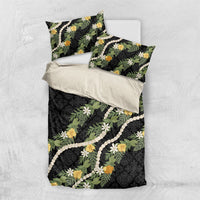 Puakenikeni Anthurium Pikake Lei Bedding Set Hawaiian Quilt Pattern