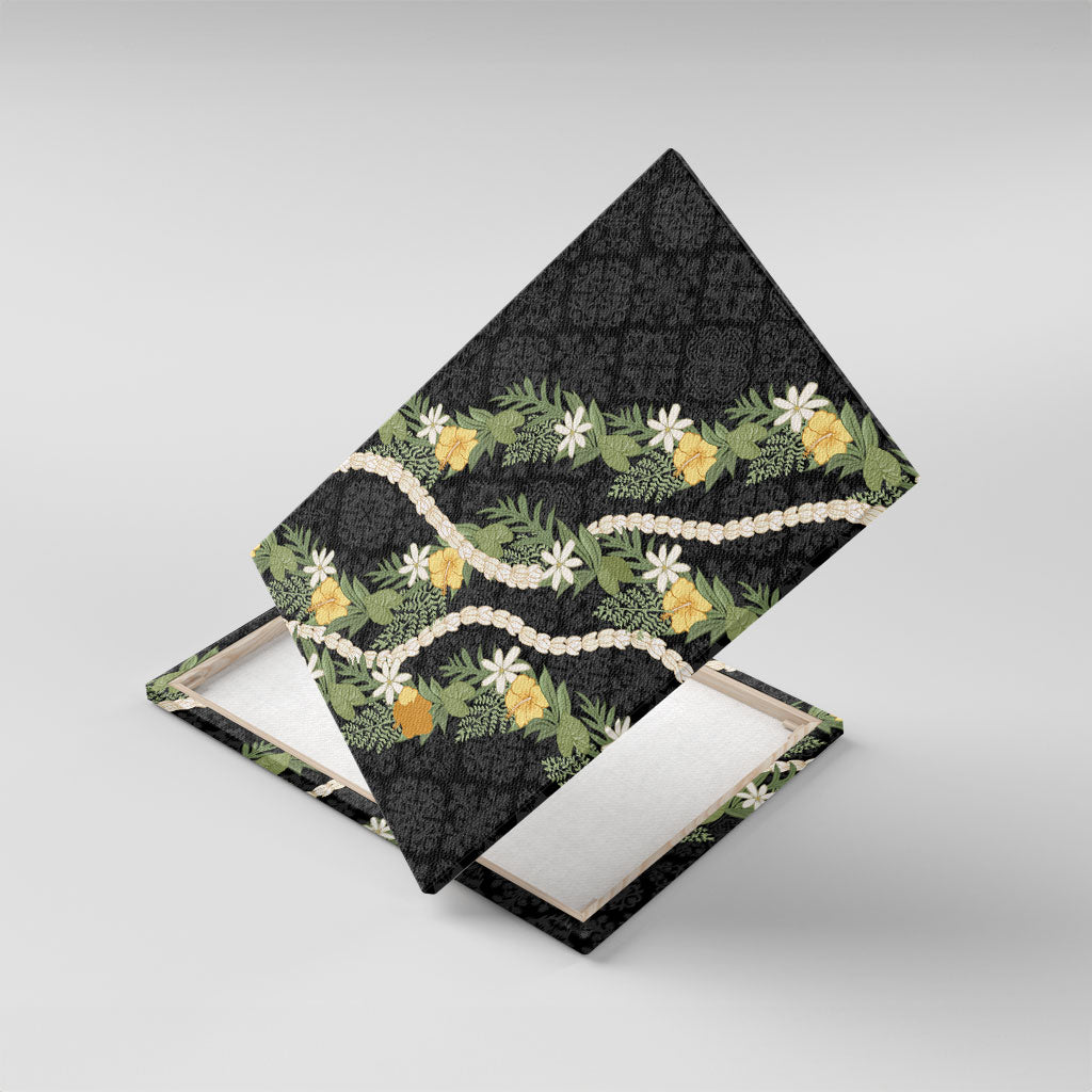 Puakenikeni Anthurium Pikake Lei Canvas Wall Art Hawaiian Quilt Pattern