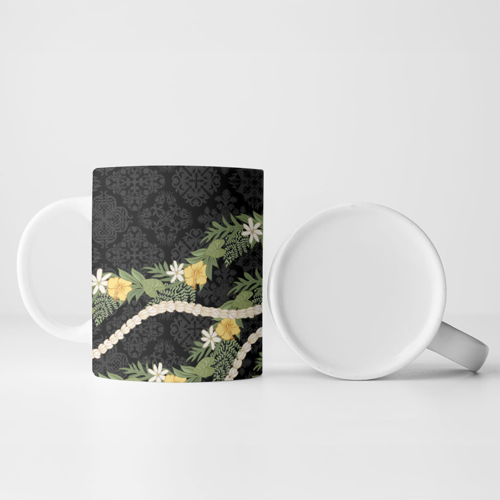 Puakenikeni Anthurium Pikake Lei Ceramic Mug Hawaiian Quilt Pattern