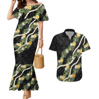 Puakenikeni Anthurium Pikake Lei Couples Matching Mermaid Dress and Hawaiian Shirt Hawaiian Quilt Pattern