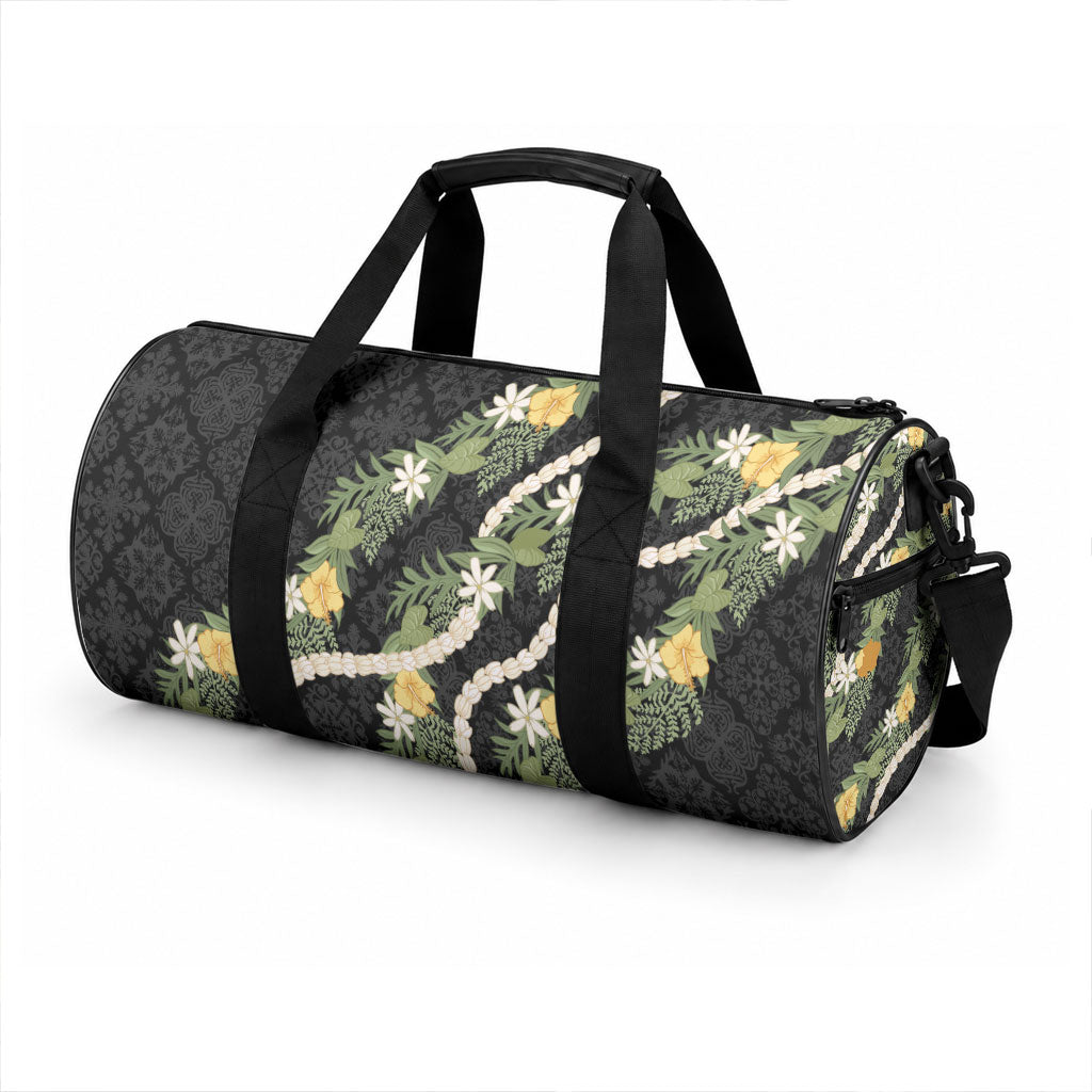 Puakenikeni Anthurium Pikake Lei Duffle Bag Hawaiian Quilt Pattern LT9 - Polynesian Pride