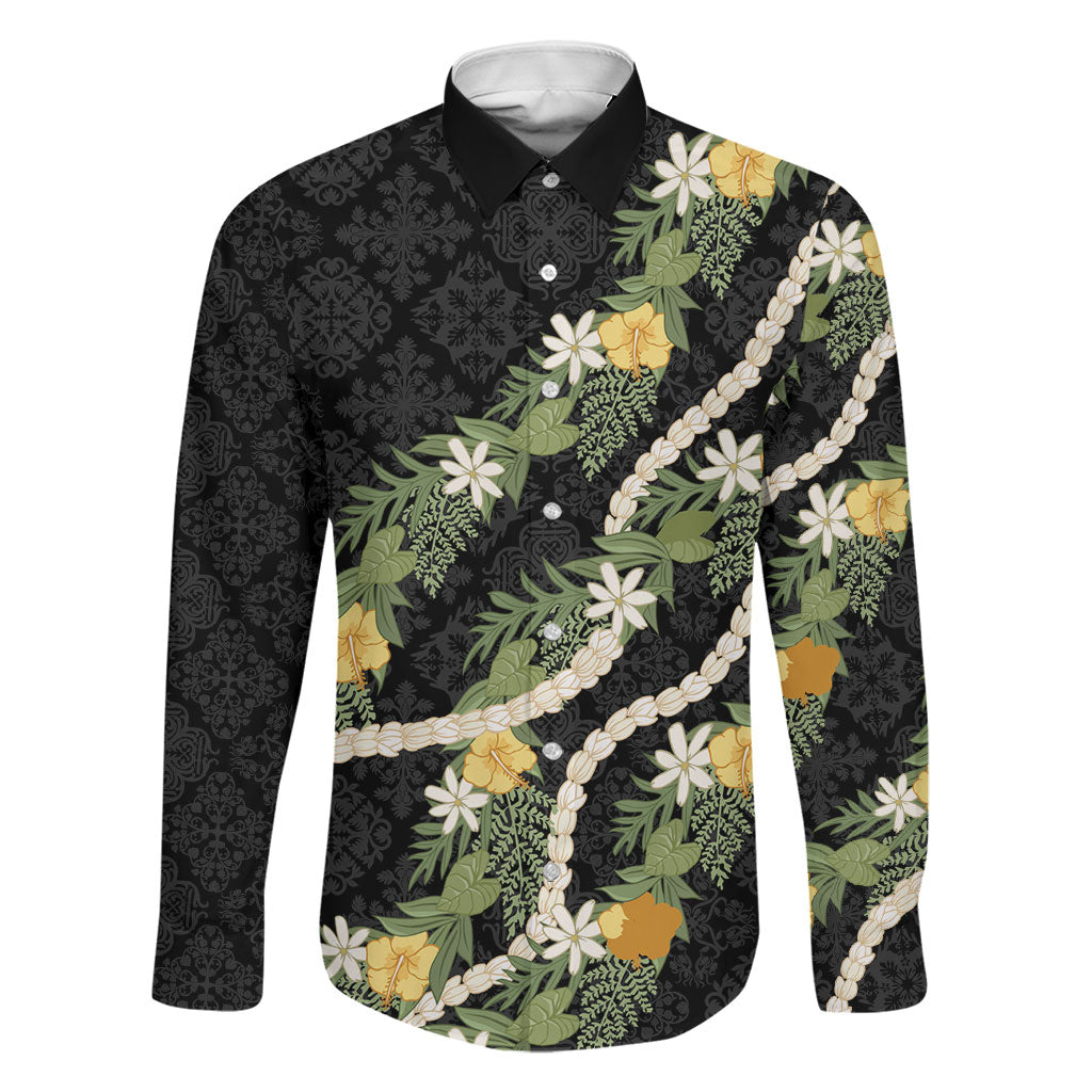Puakenikeni Anthurium Pikake Lei Family Matching Long Sleeve Bodycon Dress and Hawaiian Shirt Hawaiian Quilt Pattern