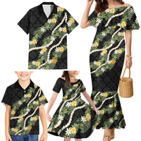 Puakenikeni Anthurium Pikake Lei Family Matching Mermaid Dress and Hawaiian Shirt Hawaiian Quilt Pattern LT9 - Polynesian Pride