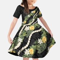 Puakenikeni Anthurium Pikake Lei Family Matching Off Shoulder Short Dress and Hawaiian Shirt Hawaiian Quilt Pattern
