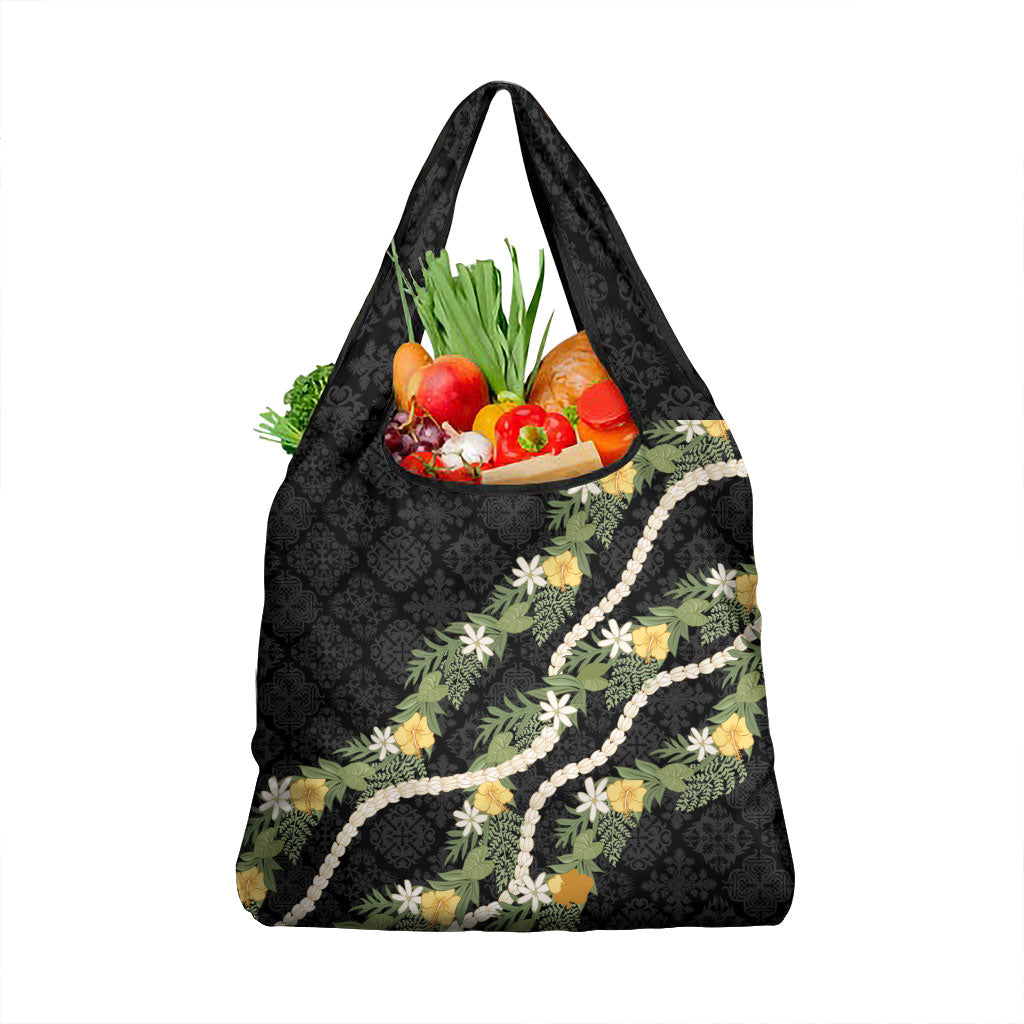 Puakenikeni Anthurium Pikake Lei Grocery Bag Hawaiian Quilt Pattern