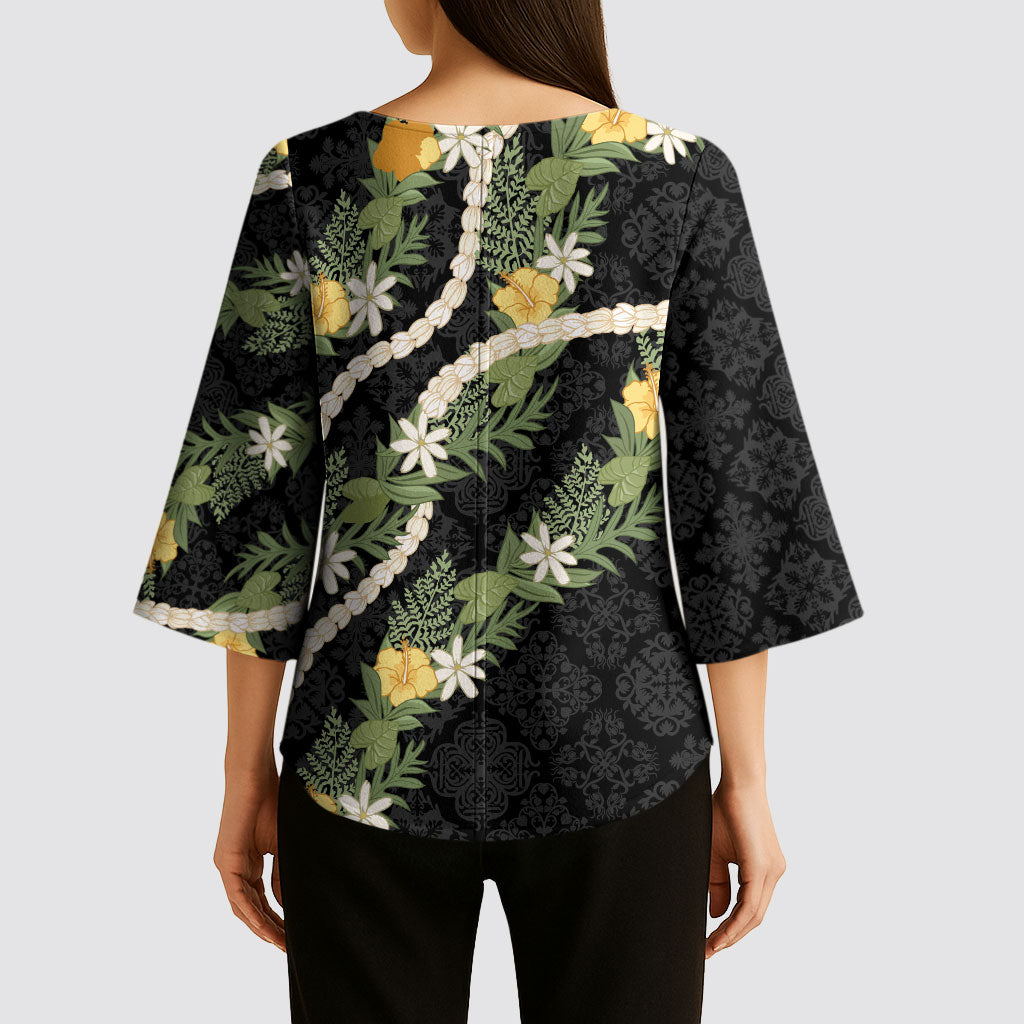 Puakenikeni Anthurium Pikake Lei Kimono Sleeve Blouse Hawaiian Quilt Pattern