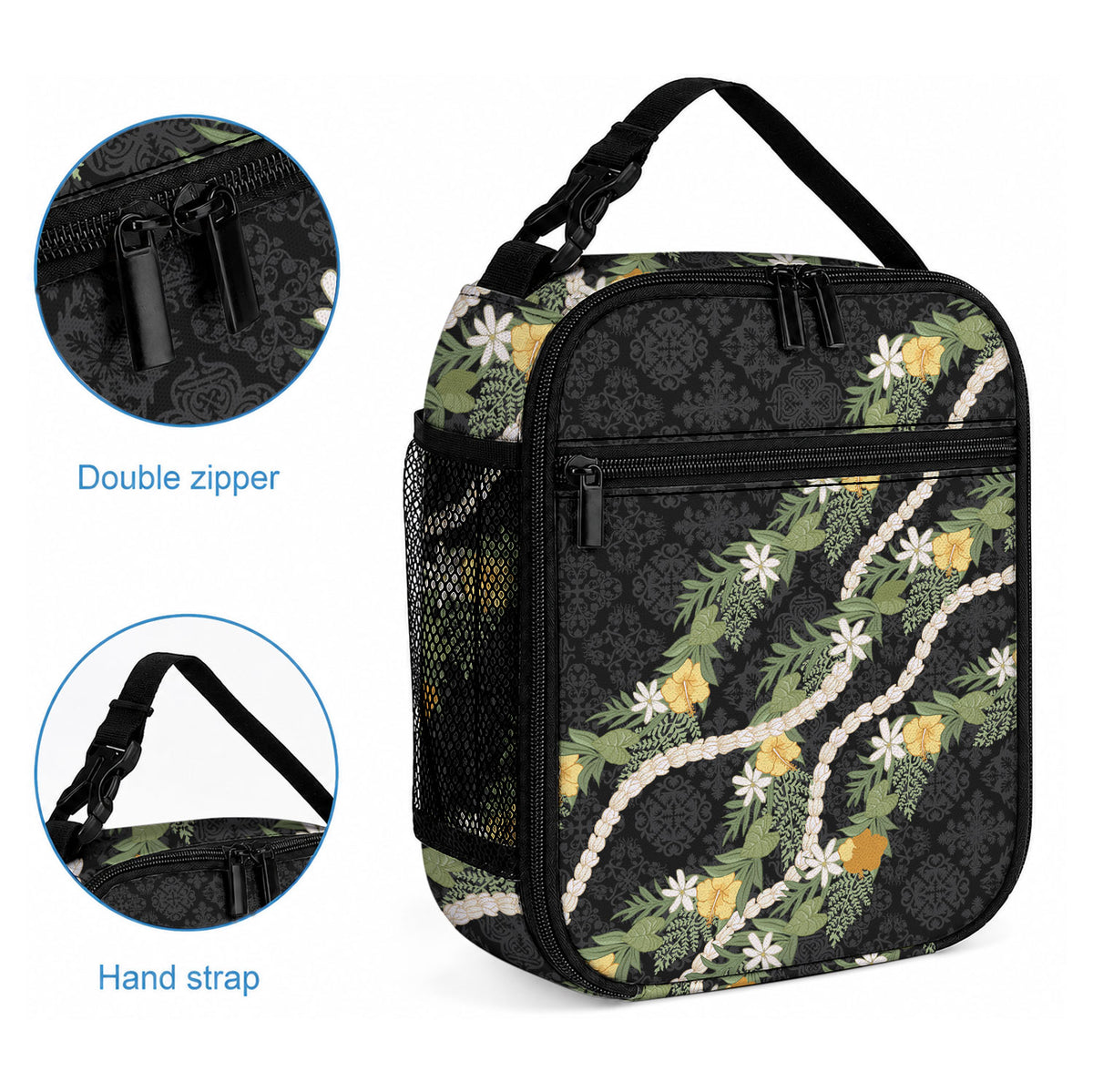 Puakenikeni Anthurium Pikake Lei Lunch Bag Hawaiian Quilt Pattern LT9 - Polynesian Pride