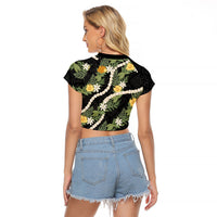 Puakenikeni Anthurium Pikake Lei Raglan Cropped T Shirt Hawaiian Quilt Pattern