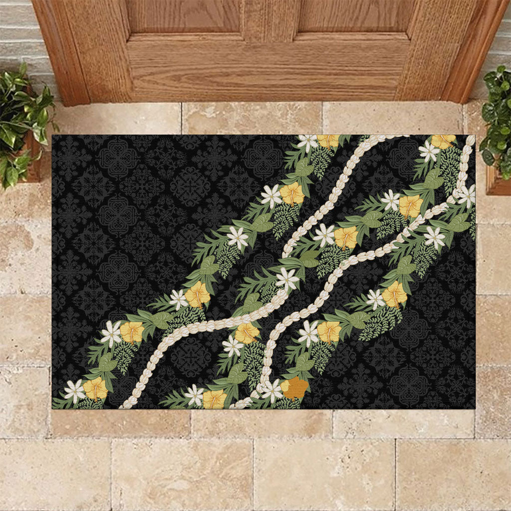 Puakenikeni Anthurium Pikake Lei Rubber Doormat Hawaiian Quilt Pattern