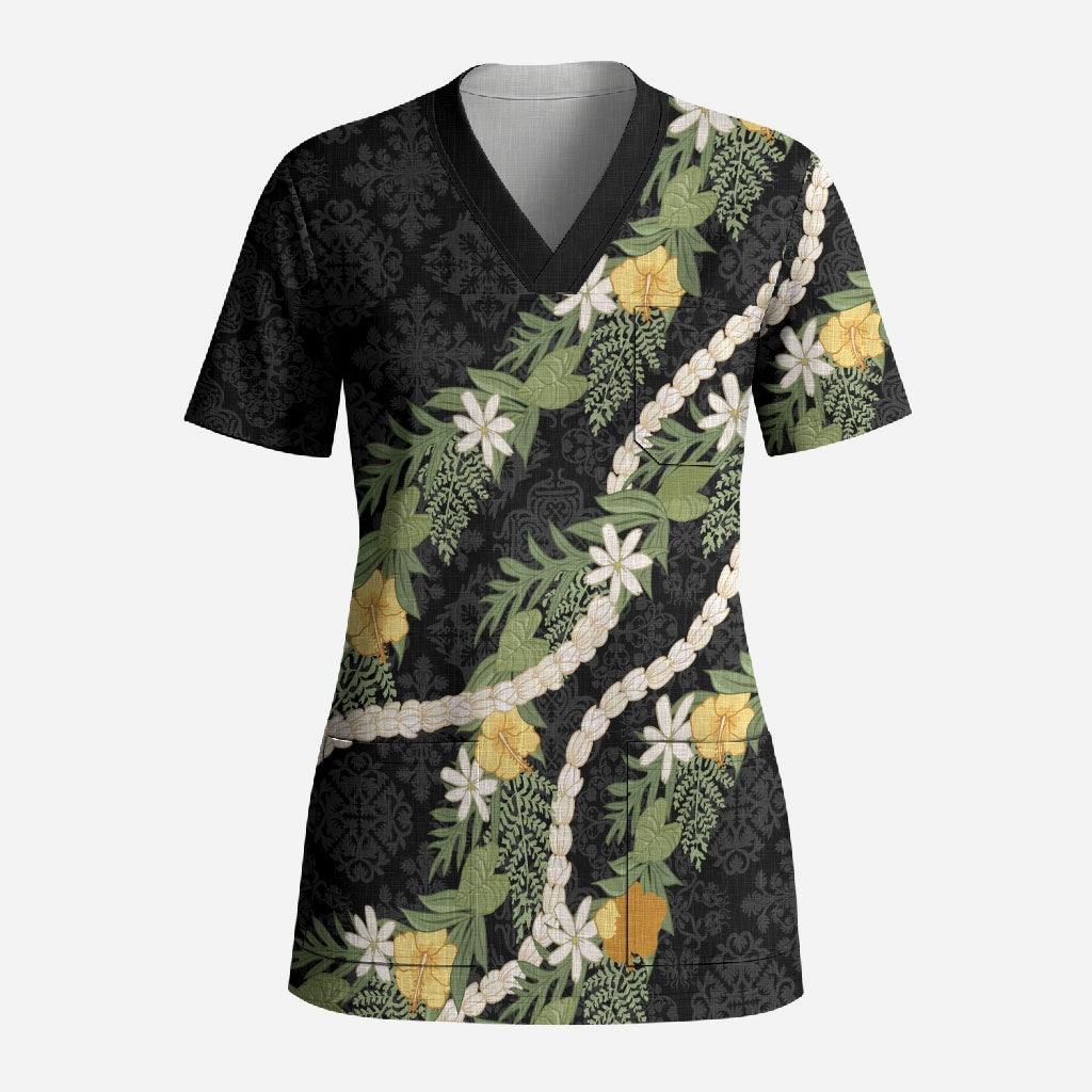 Puakenikeni Anthurium Pikake Lei Scrub Top Hawaiian Quilt Pattern