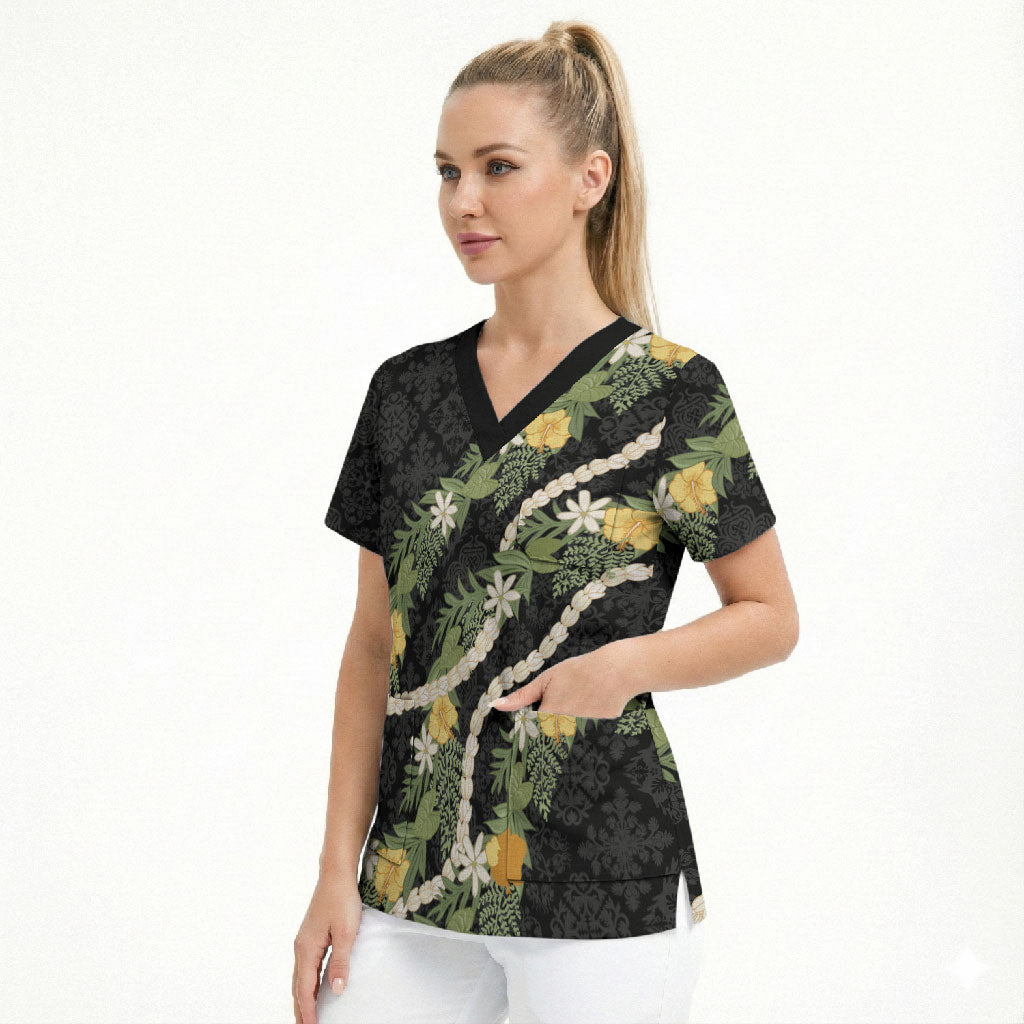 Puakenikeni Anthurium Pikake Lei Scrub Top Hawaiian Quilt Pattern