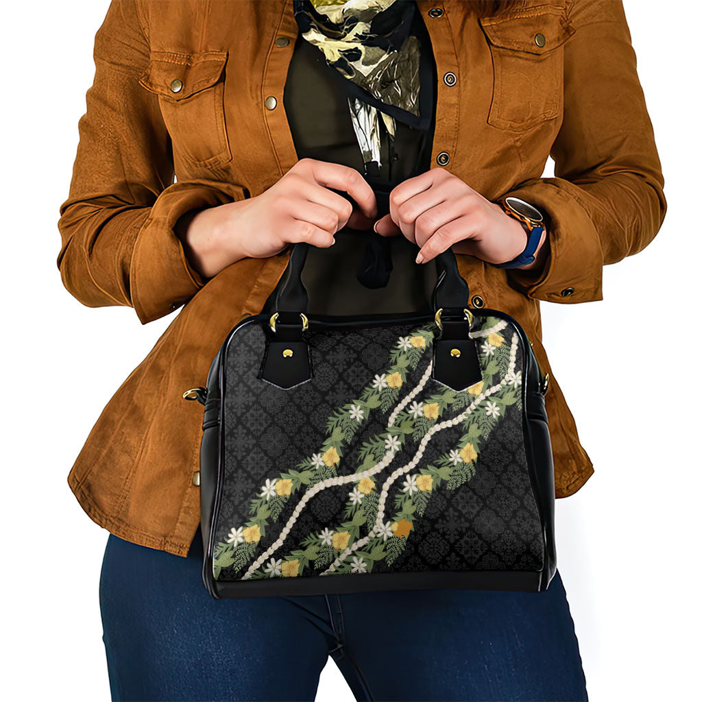 Puakenikeni Anthurium Pikake Lei Shoulder Handbag Hawaiian Quilt Pattern