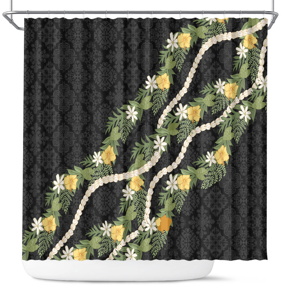 Puakenikeni Anthurium Pikake Lei Shower Curtain Hawaiian Quilt Pattern