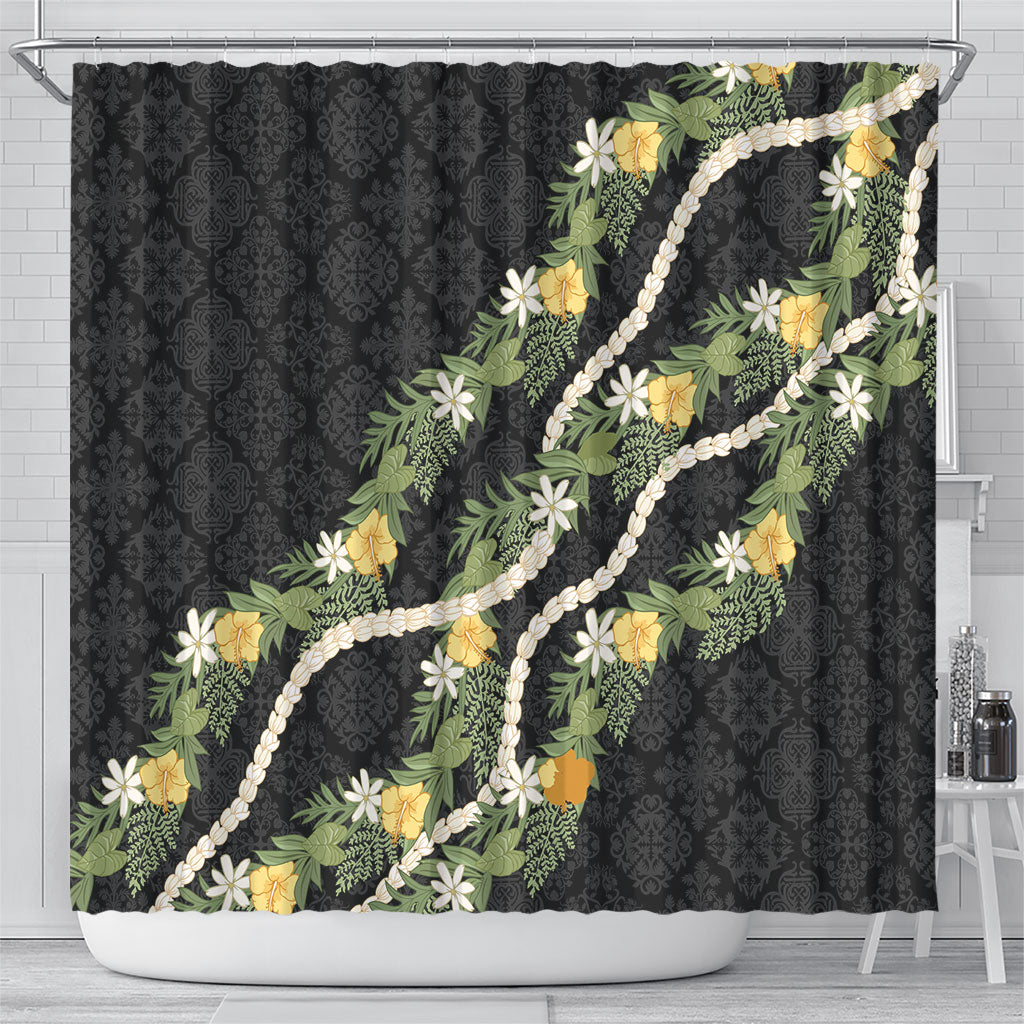 Puakenikeni Anthurium Pikake Lei Shower Curtain Hawaiian Quilt Pattern