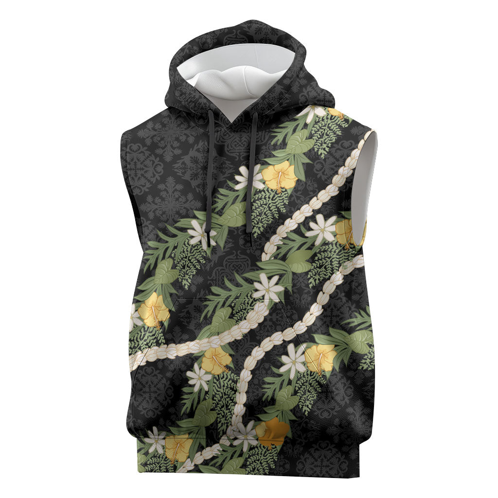 Puakenikeni Anthurium Pikake Lei Sleeveless Hoodie Hawaiian Quilt Pattern