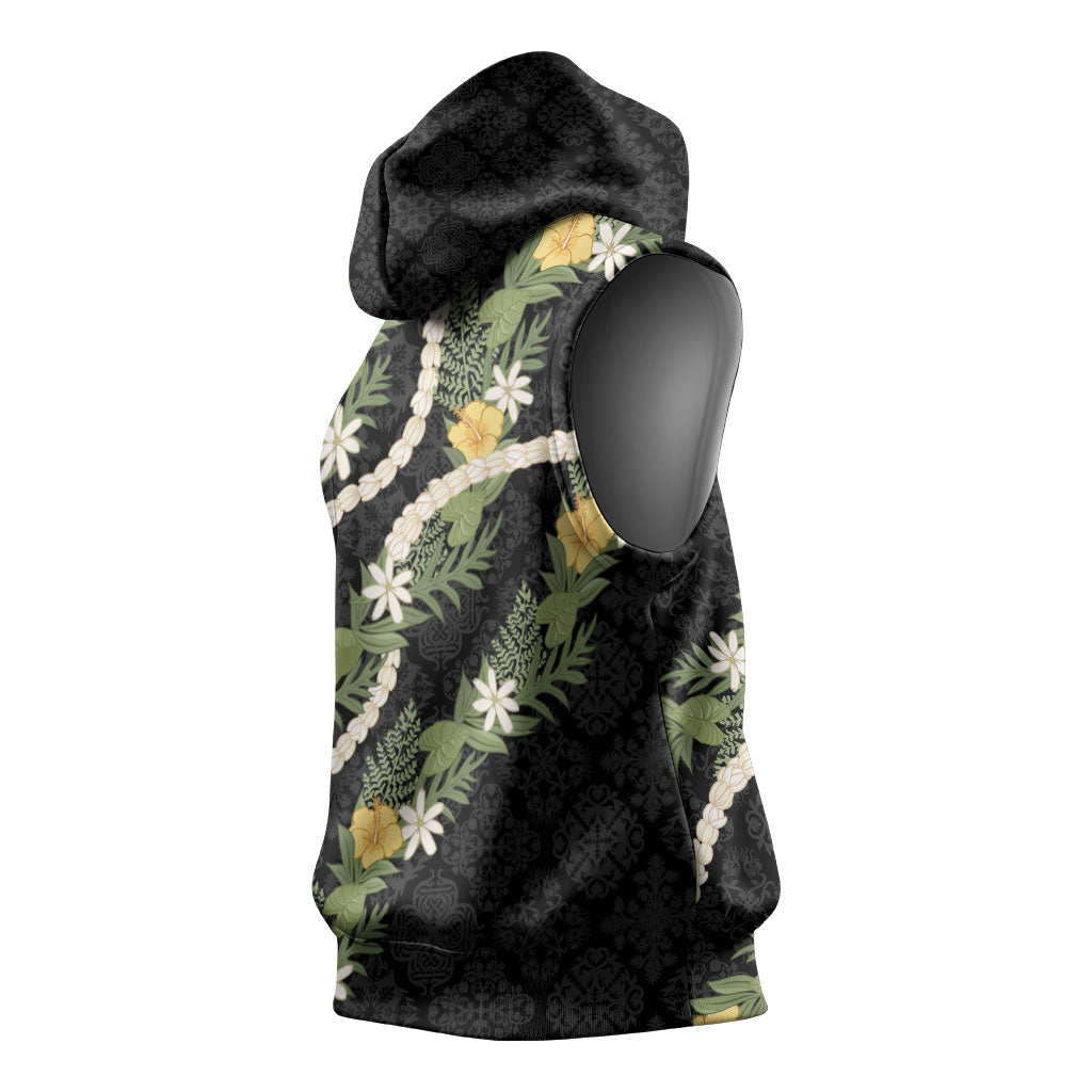 Puakenikeni Anthurium Pikake Lei Sleeveless Hoodie Hawaiian Quilt Pattern
