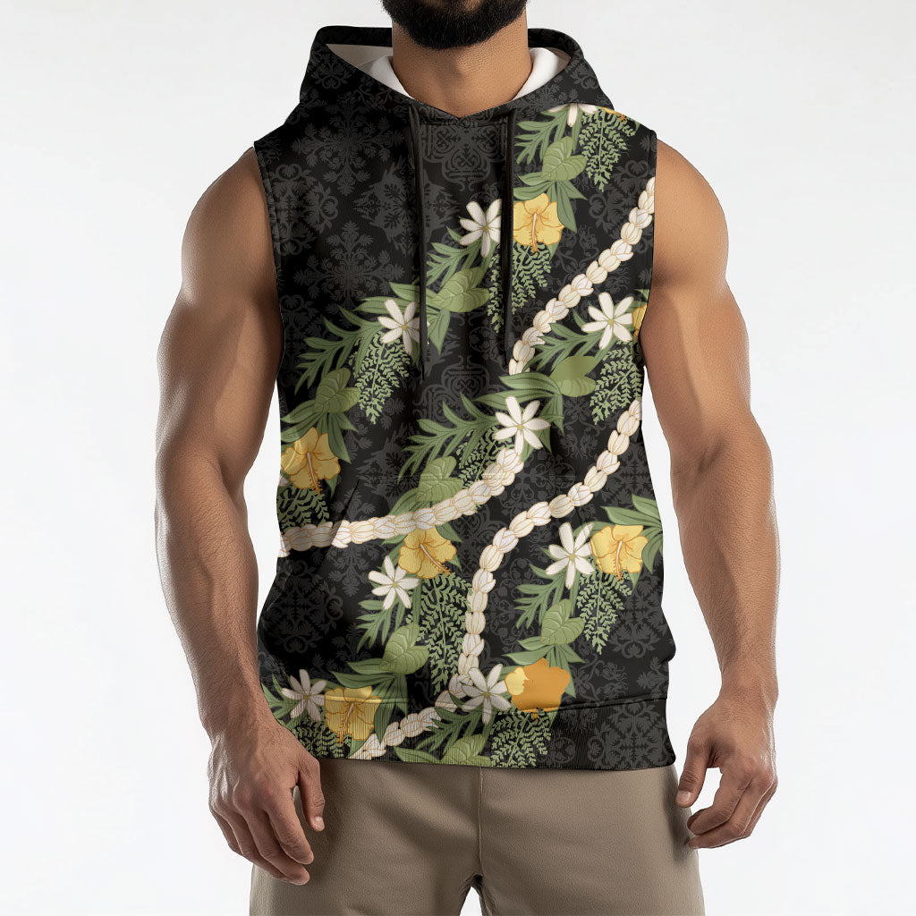 Puakenikeni Anthurium Pikake Lei Sleeveless Hoodie Hawaiian Quilt Pattern
