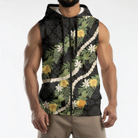 Puakenikeni Anthurium Pikake Lei Sleeveless Zip Hoodie Hawaiian Quilt Pattern
