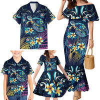 Plumeria Turtles Traditional Tribal Family Matching Mermaid Dress and Hawaiian Shirt LT9 - Polynesian Pride